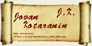 Jovan Kotaranin vizit kartica